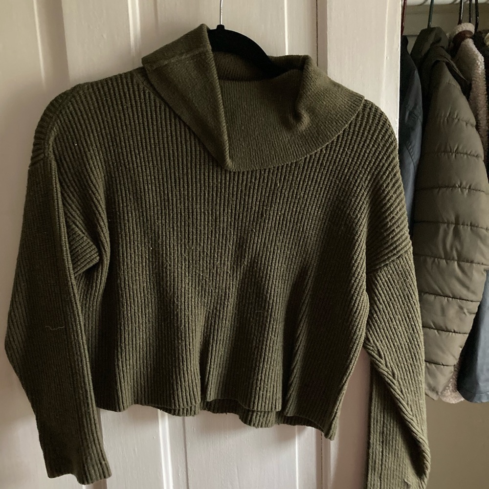 Cropped cowl neck sweater